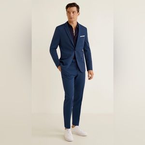 NWT Mango Man Super Slim Fit Three-Piece Blue Suit w/Shorts 38R